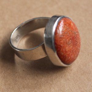 Orange Agate Sterling Silver Ring
